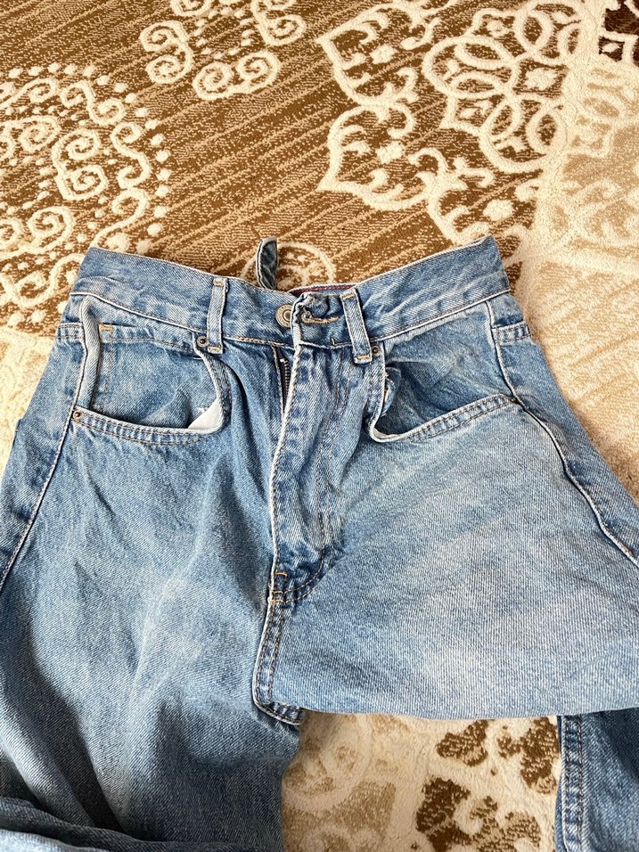 Kadın Mavi Bol Kesim Kot Pantolon - Görsel 4