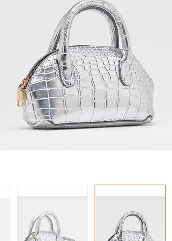 Gri Yılan Desenli Deri Kadın Çanta - Görsel 3