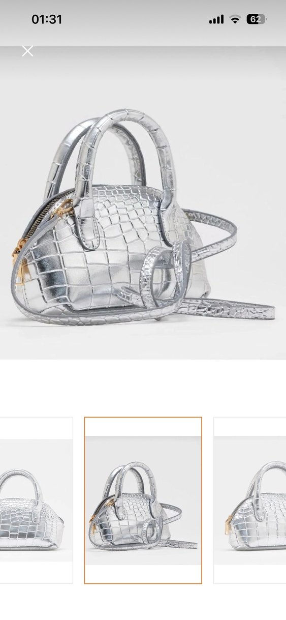 Gri Yılan Desenli Deri Kadın Çanta - Görsel 2