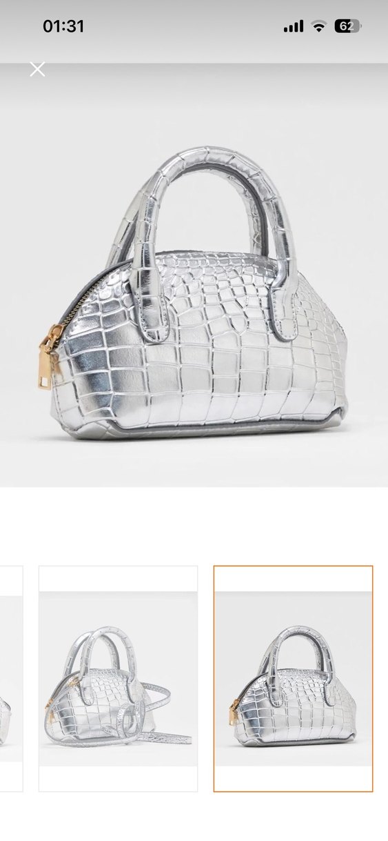 Gri Yılan Desenli Deri Kadın Çanta - Görsel 3