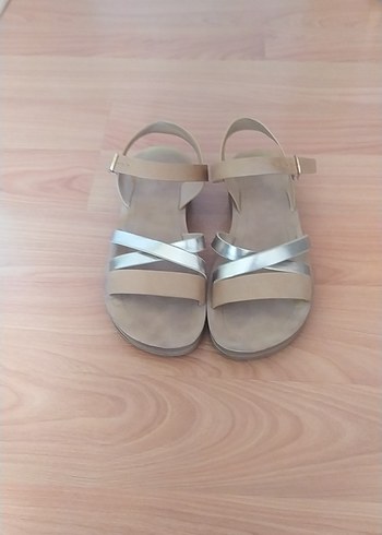 Bej Kadın Dolgu Topuklu Bohem Sandalet - Görsel 5