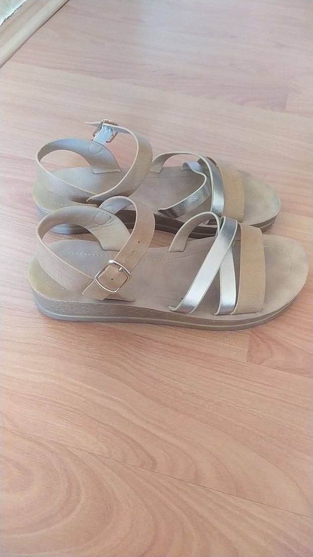 Bej Kadın Dolgu Topuklu Bohem Sandalet - Görsel 2