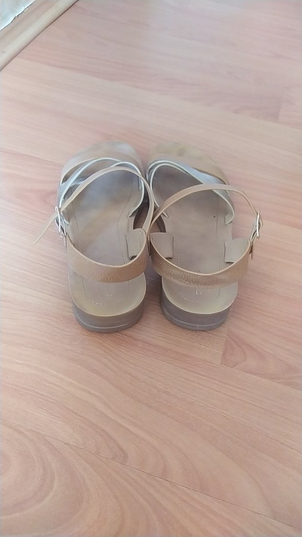 Bej Kadın Dolgu Topuklu Bohem Sandalet - Görsel 4