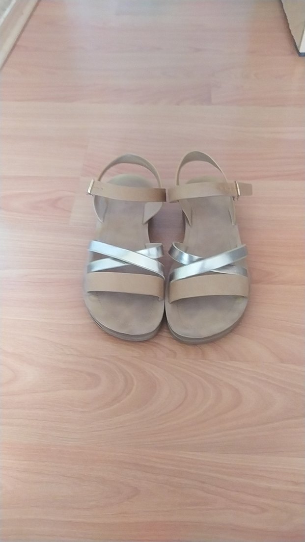 Bej Kadın Dolgu Topuklu Bohem Sandalet - Görsel 5