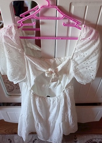 Dantel Detaylı Beyaz Elbise - Görsel 2