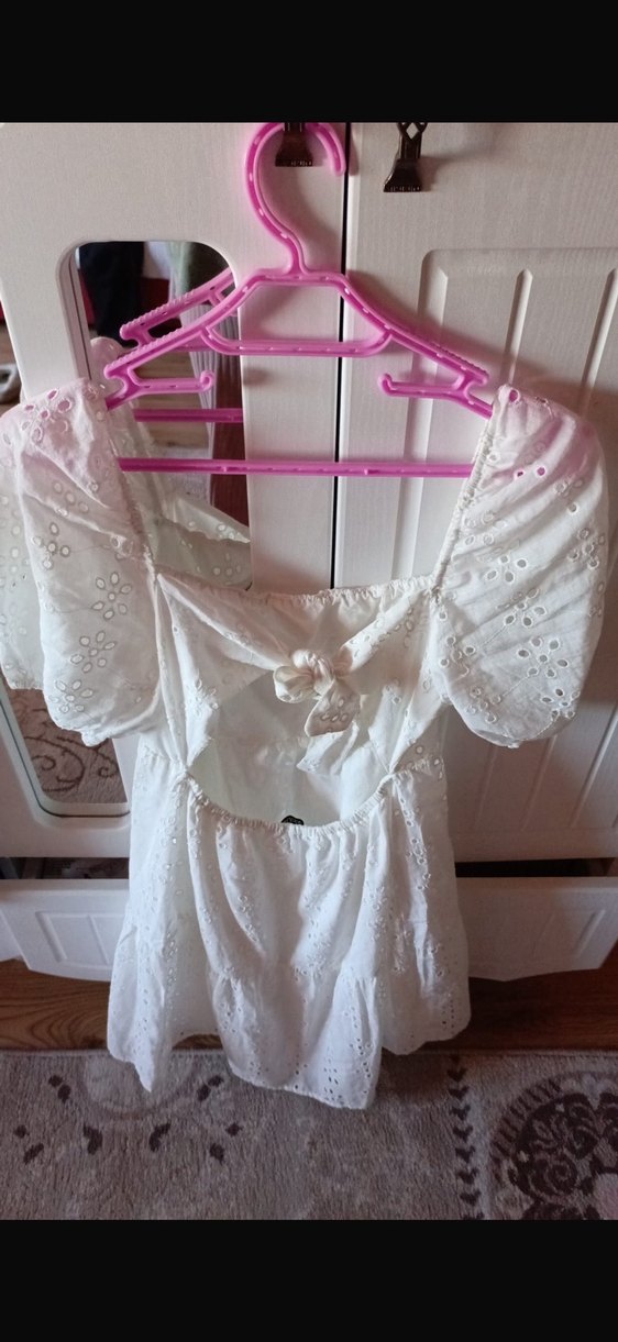 Dantel Detaylı Beyaz Elbise - Görsel 2