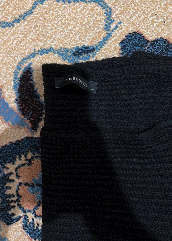 Kadın Siyah Yarasa Kol Triko Kazak - Görsel 4