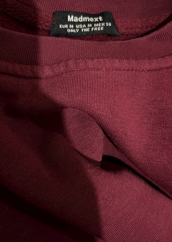 Bordo Sweatshirt, Yuvarlak Yaka, Salaş Kesim - Görsel 3