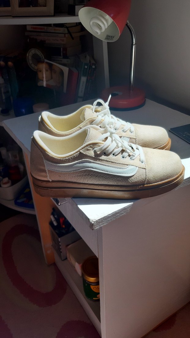 krem rengi süet spor ayakkabı - Görsel 5