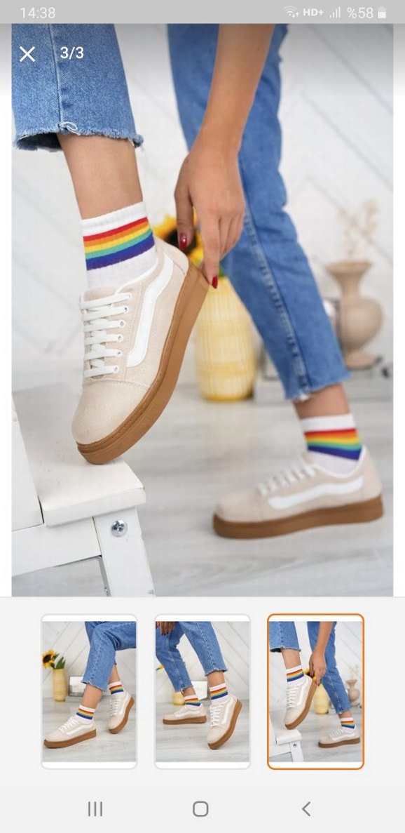 krem rengi süet spor ayakkabı - Görsel 2