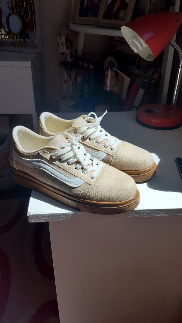 krem rengi süet spor ayakkabı - Görsel 3