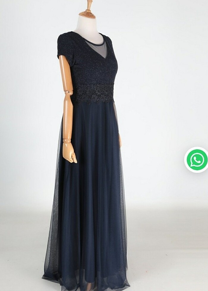 Lacivert büyük beden tüllü abiye - Görsel 2