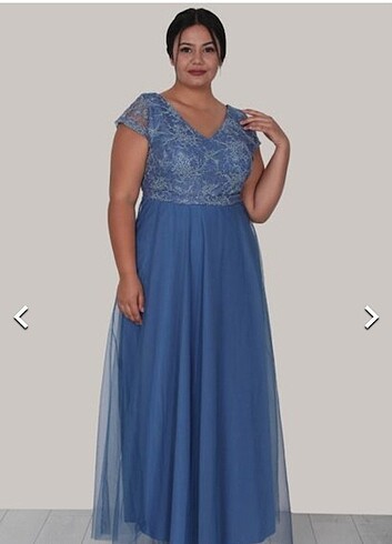 Büyük beden mavi tüllü abiye - Görsel 2