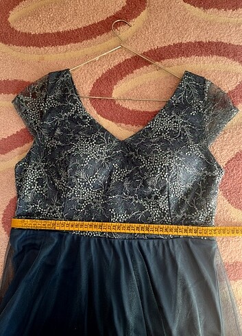 Büyük beden mavi tüllü abiye - Görsel 5