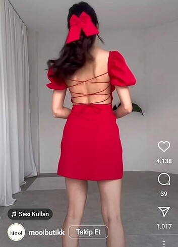 Kırmızı mini sırt dekolteli elbise - Görsel 5