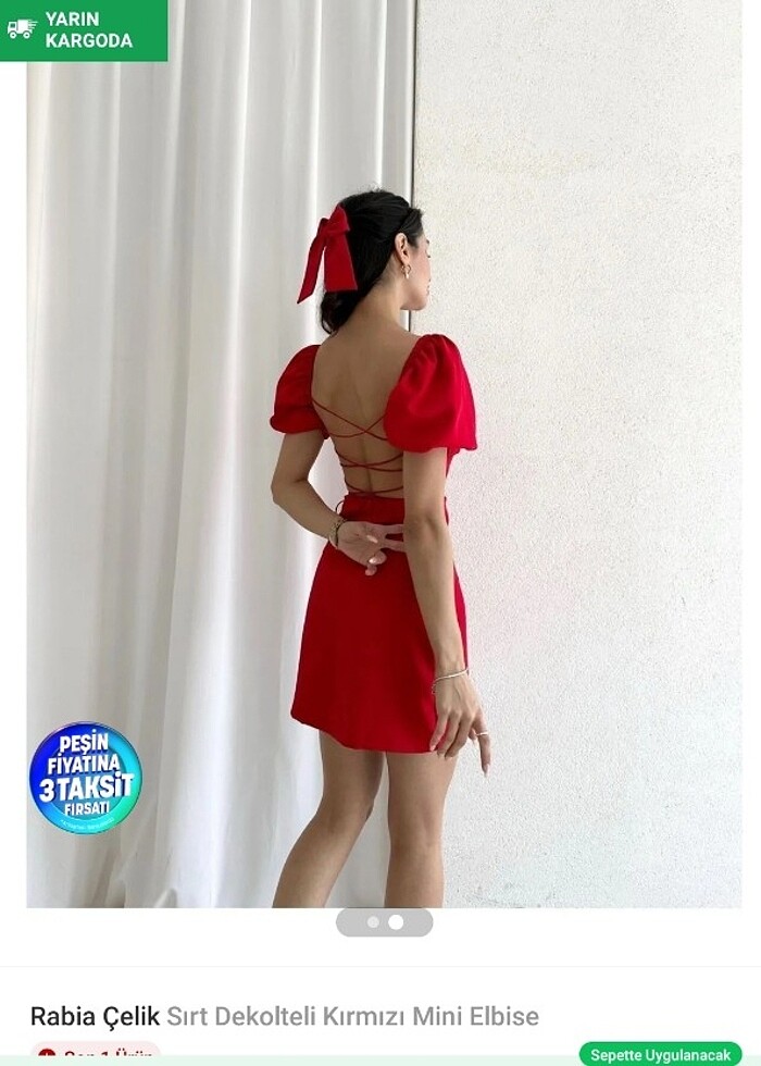 Kırmızı mini sırt dekolteli elbise - Görsel 4