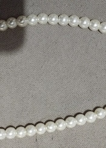 Etiketli Uzun Beyaz inci Kadın Kolye - Görsel 3