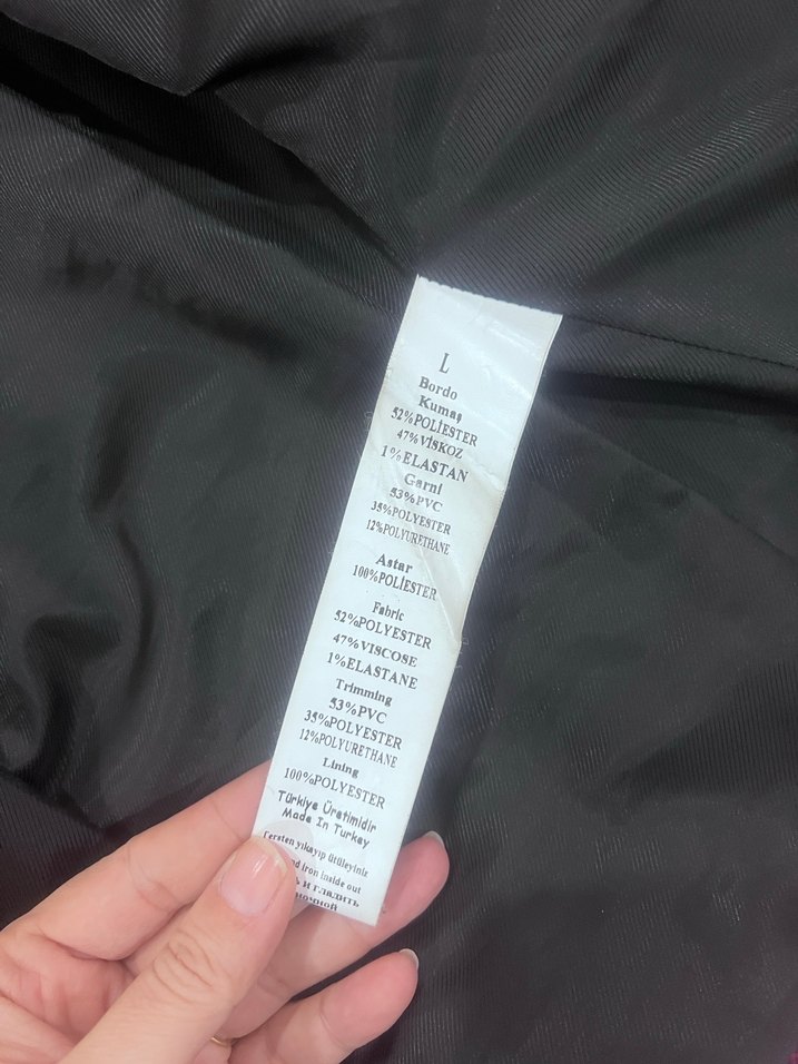 Bordo Deri Kemerli Kadın Blazer Ceket - Görsel 4