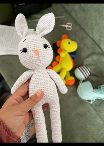 Beyaz Örgü Tavşan Peluş Oyuncak