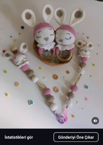 örgü tavşan 30cm set - Görsel 3