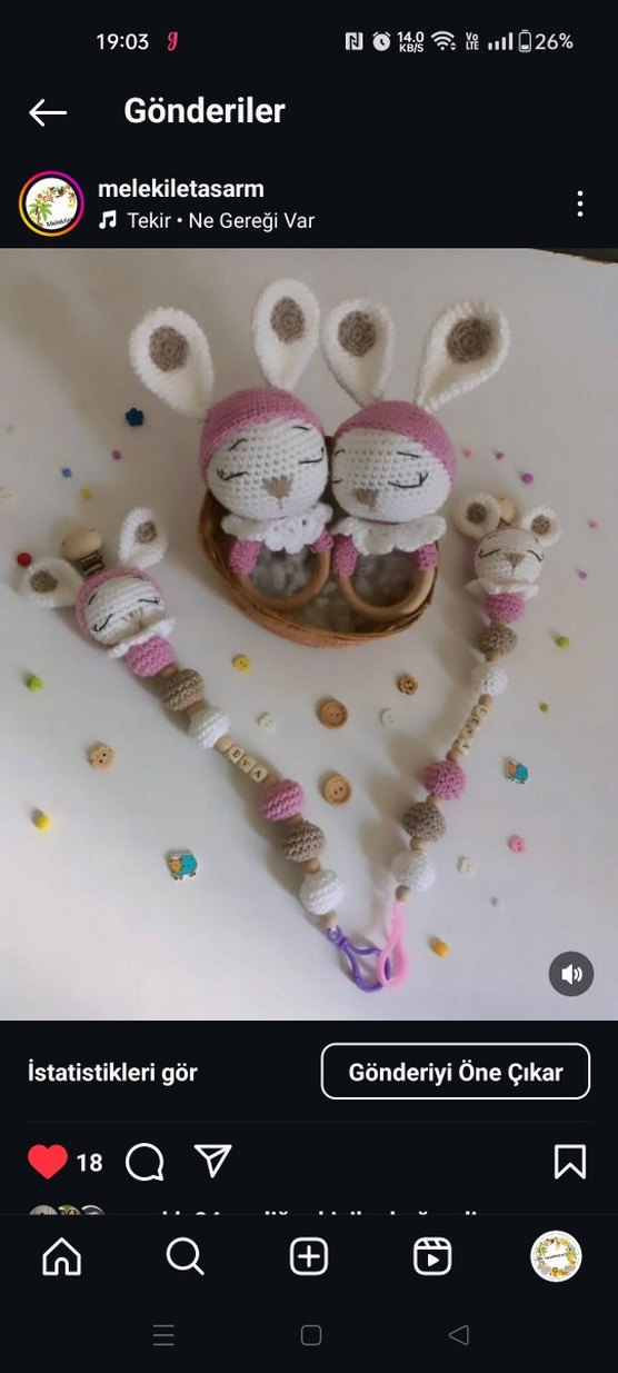 örgü tavşan 30cm set - Görsel 3