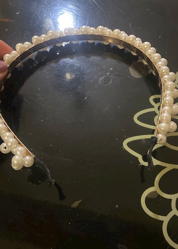 İnci Boncuk Detaylı Beyaz Taç - Görsel 2