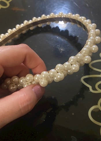 İnci Boncuk Detaylı Beyaz Taç - Görsel 4