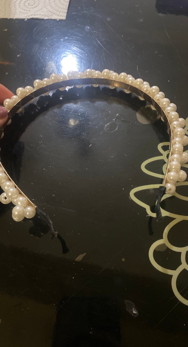 İnci Boncuk Detaylı Beyaz Taç - Görsel 2