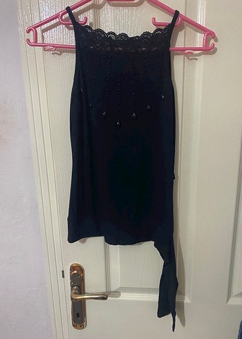 Boncuk İşlemeli Siyah abiye bluz - Görsel 5