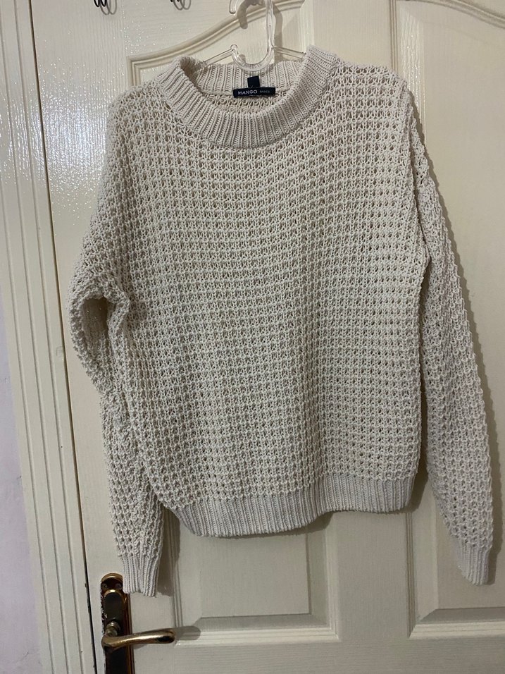 Krem Kadın Örgü Triko Kazak - Görsel 4