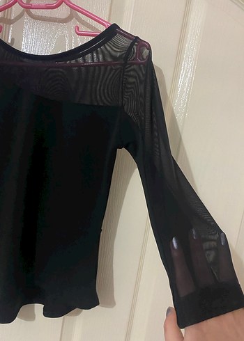 Kadın Siyah V Yaka Uzun Kollu Bluz - Görsel 2