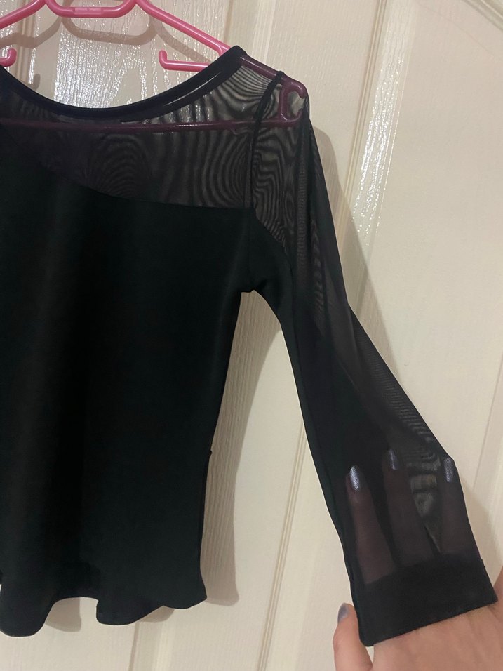 Kadın Siyah V Yaka Uzun Kollu Bluz - Görsel 2