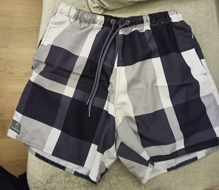 Ekose Desenli Gri Erkek deniz Şortu - Görsel 2