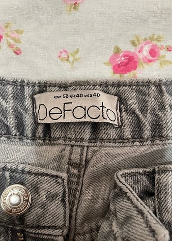 Defacto Gri Bol Kesim Kadın Denim Pantolon