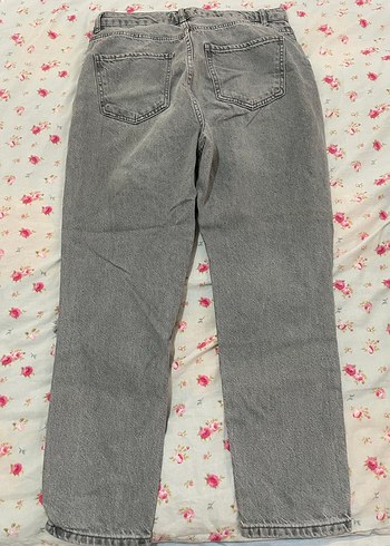 40 Beden Gri Bol Kesim Kadın Denim Pantolon