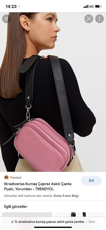  Beden Stradivarius Çapraz pembe çanta