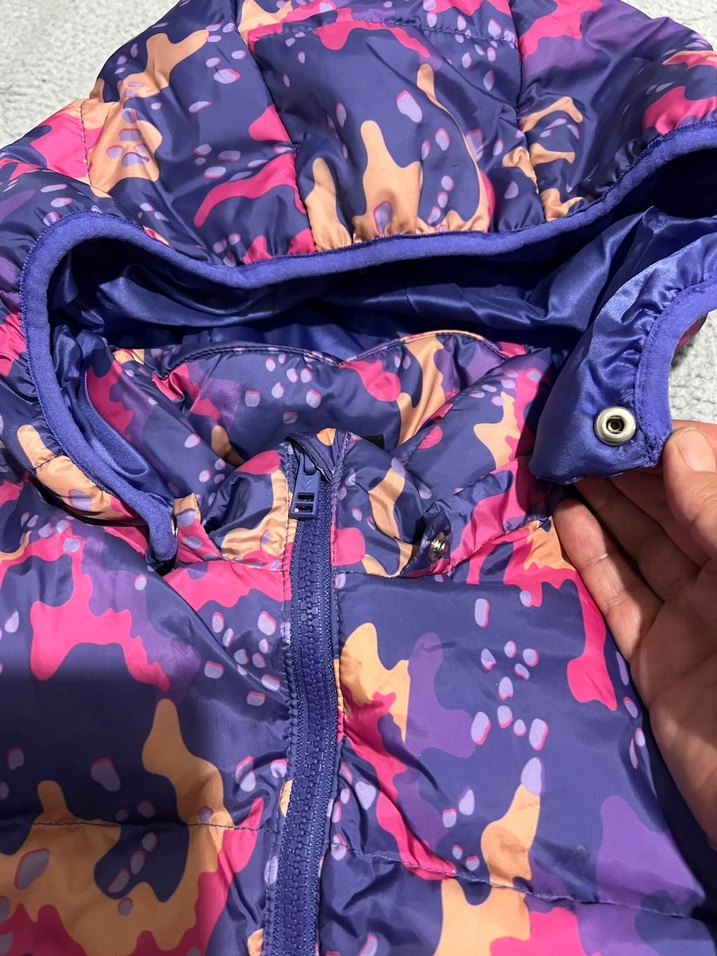 Kızlar için Kapüşonlu Bağlamalı Desenli Mont - Görsel 4