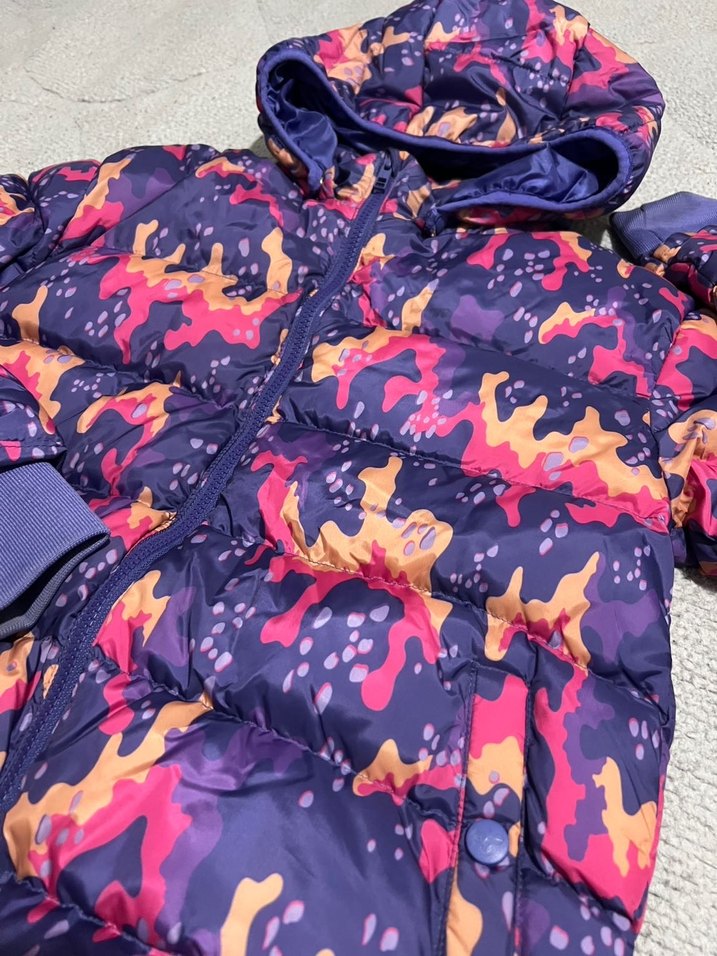 Kızlar için Kapüşonlu Bağlamalı Desenli Mont - Görsel 2