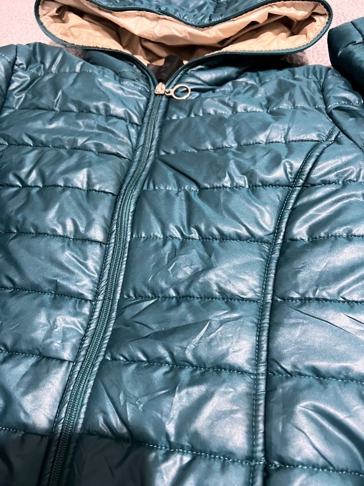 Parlak Mavi Kapüşonlu Kadın Mont - Görsel 2