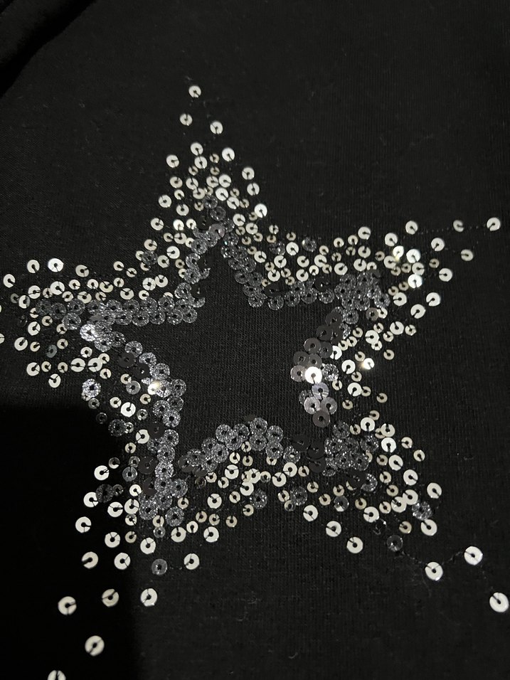 Siyah Payetli Uzun Kollu Sweatshirt - Görsel 4