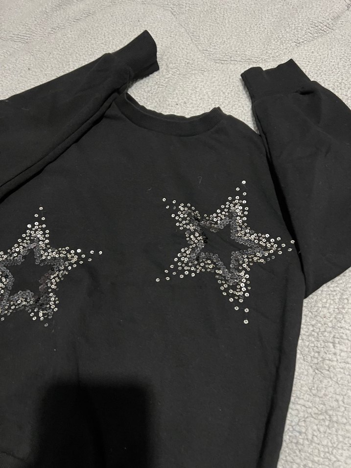 Siyah Payetli Uzun Kollu Sweatshirt - Görsel 2