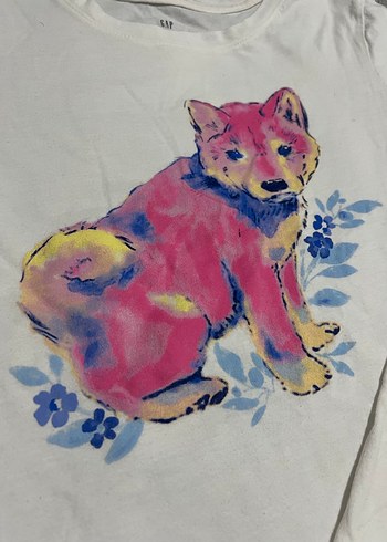 Kız Çocuk Beyaz Uzun Kollu Baskılı Tişört - Görsel 2