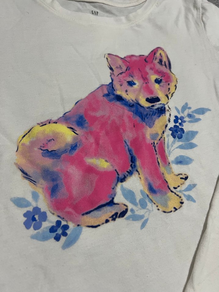 Kız Çocuk Beyaz Uzun Kollu Baskılı Tişört - Görsel 2