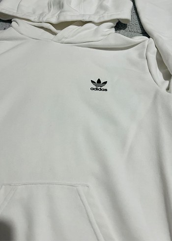 Kız çocuk Beyaz Adidas Kapüşonlu Sweatshirt - Görsel 4