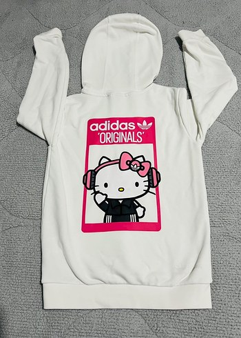 Kız çocuk Beyaz Adidas Kapüşonlu Sweatshirt - Görsel 2