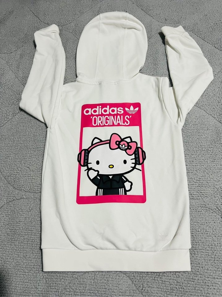 Kız çocuk Beyaz Adidas Kapüşonlu Sweatshirt - Görsel 2