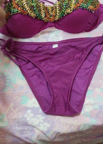 Mor Payetli İp Askılı Bikini - Görsel 8