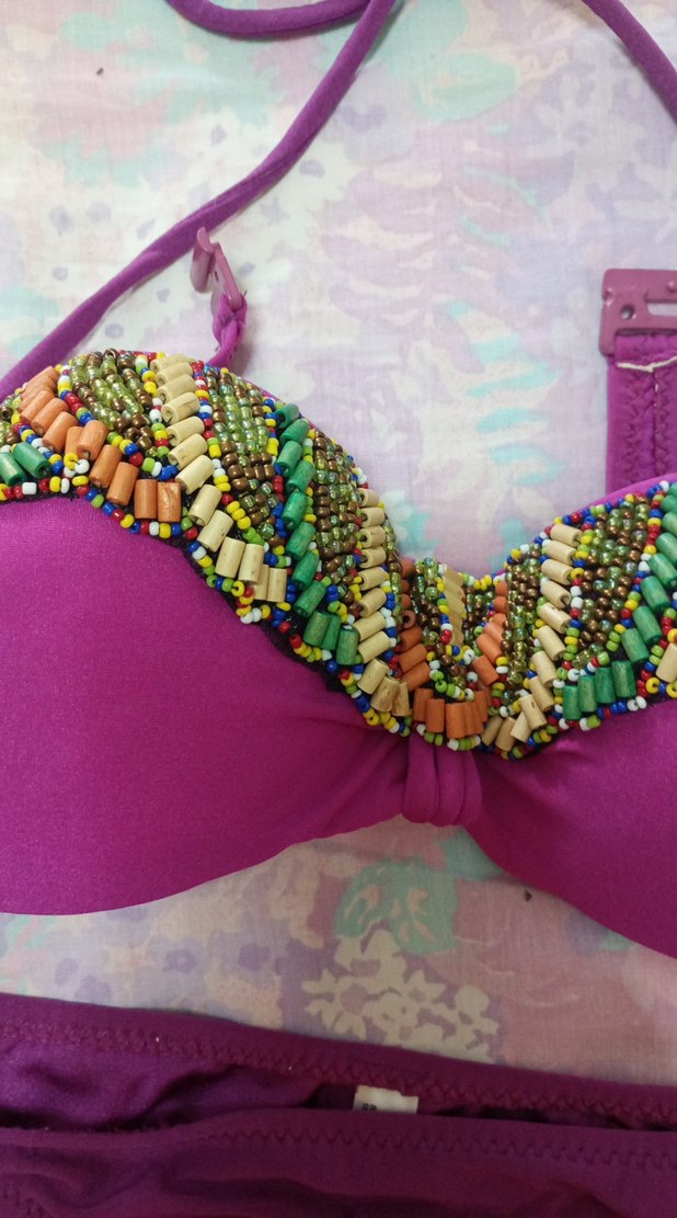 Mor Payetli İp Askılı Bikini - Görsel 5