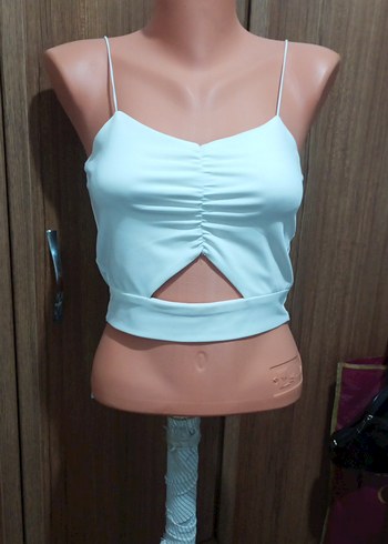 Turkuaz Pilili Mini Crop Top - Görsel 2