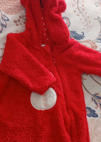 LC Waikiki Kız Bebek Kapüşonlu Kırmızı Örgü Tulum